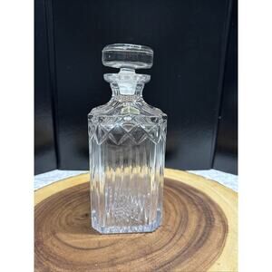 Vintage Atlantis Signed Heavy Crystal Whiskey Decanter 9”- EUC Sticker